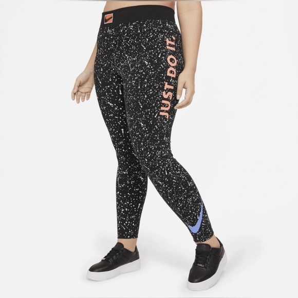 Nike Women's Sportswear Plus Size Leg-A-See High Waisted Leggings 3xl black pink - Picture 2 of 11